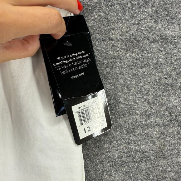 New Daisy Fuentes Dress Pants Women 12 White Mid Rise Pleated Cotton Pockets - Picture 4 of 11